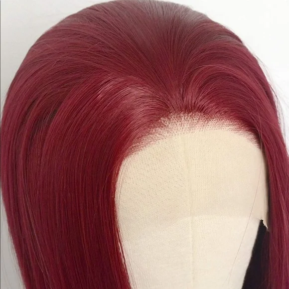 22” DEEP RED STRAIGHT LACE FRONT WIG💫